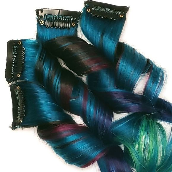Mermaid colored clip in Remy ombre human hair extensions